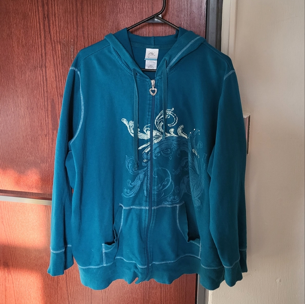 Just My Size 2XL Blue and White Stylized Scene Skater Hoodie